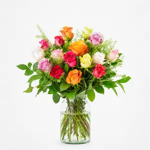 Boeket bonte rozen middel