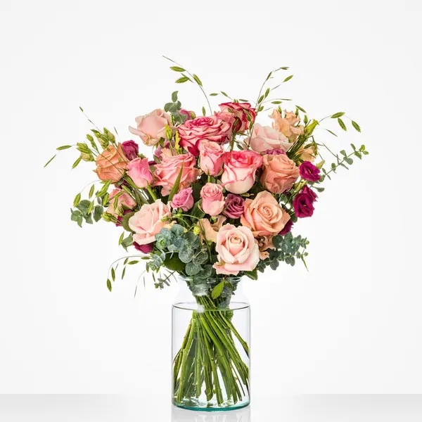 Boeket roze rozen groot