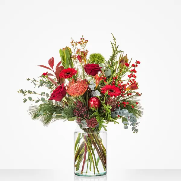 Kerst boeket rood groot