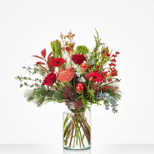 Kerst boeket rood groot