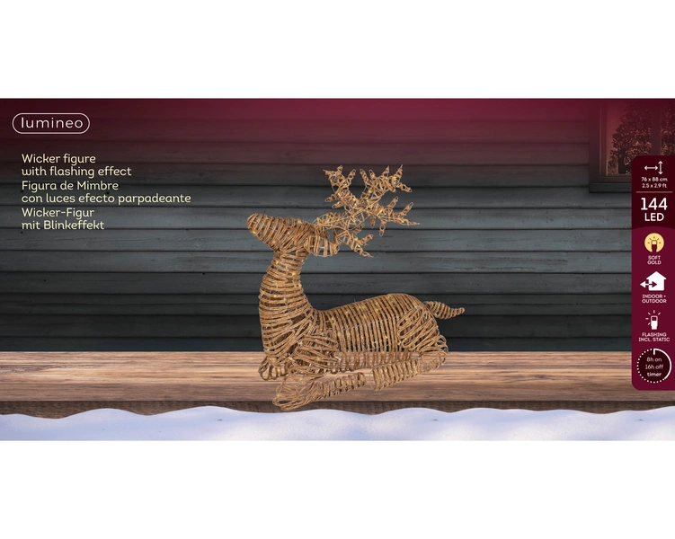 LED rendier wicker flashing 88cm - afbeelding 3