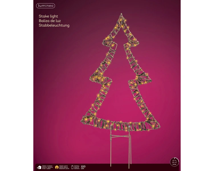 Micro LED kerstboom wicker bruin 54cm - afbeelding 2