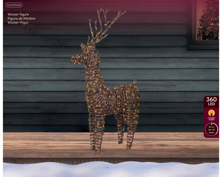 Micro LED rendier wicker bruin 104cm - afbeelding 2