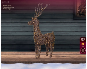 Micro LED rendier wicker bruin 104cm - afbeelding 2