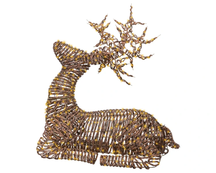 Micro LED rendier wicker bruin 88cm - afbeelding 1