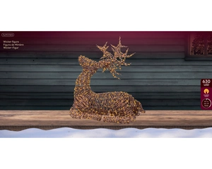 Micro LED rendier wicker bruin 88cm - afbeelding 2