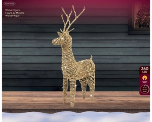 Micro LED rendier wicker lichtbruin 104 cm - afbeelding 2