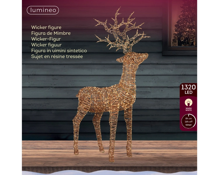 Micro LED rendier wicker lichtbruin 180 cm - afbeelding 2