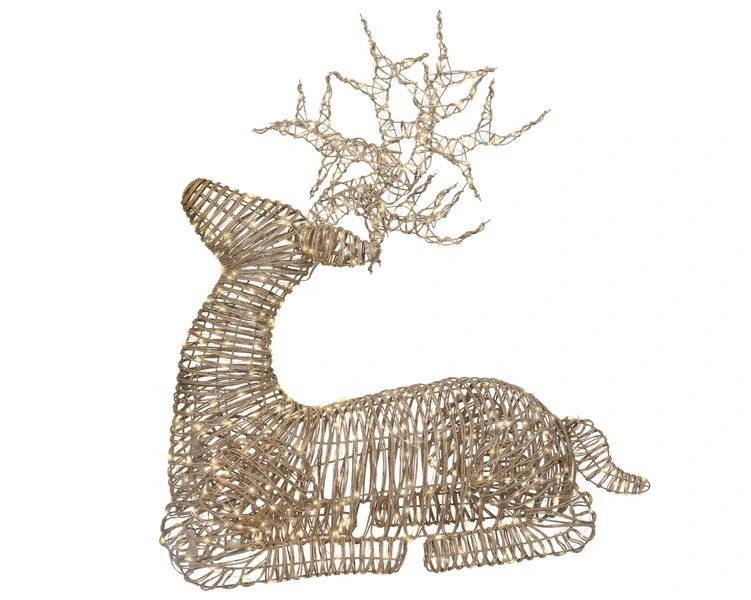 Micro LED rendier wicker lichtbruin 88 cm - afbeelding 1