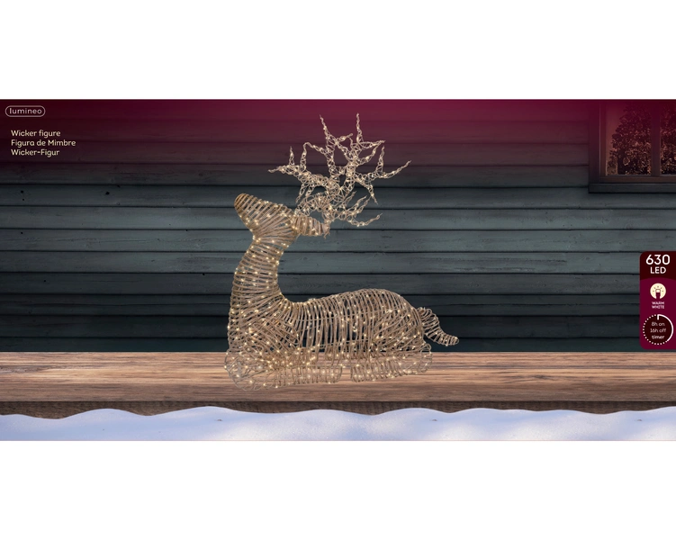 Micro LED rendier wicker lichtbruin 88 cm - afbeelding 2