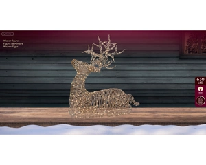 Micro LED rendier wicker lichtbruin 88 cm - afbeelding 2