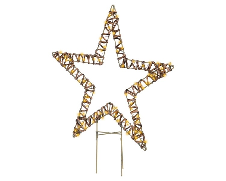 Micro LED ster wicker bruin 54cm - afbeelding 1