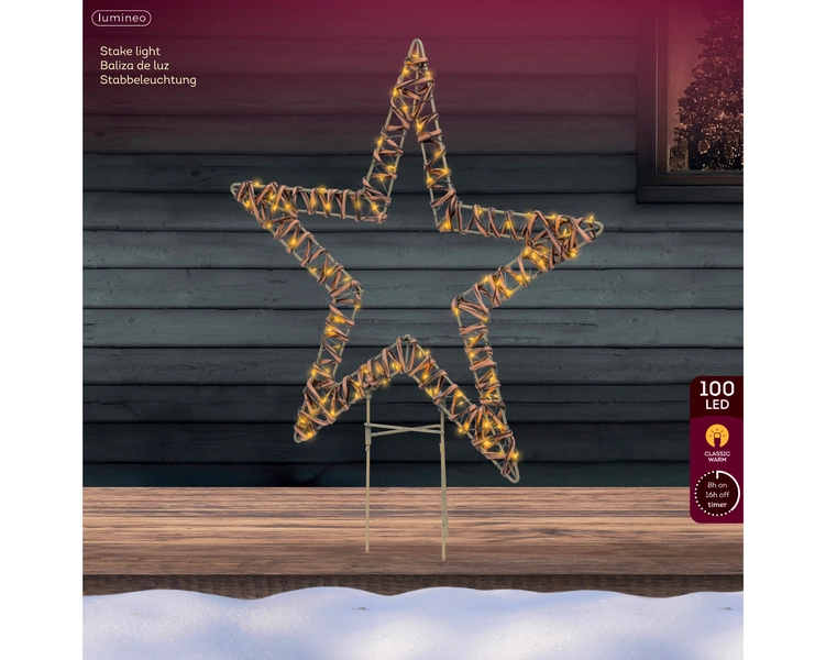 Micro LED ster wicker bruin 54cm - afbeelding 2