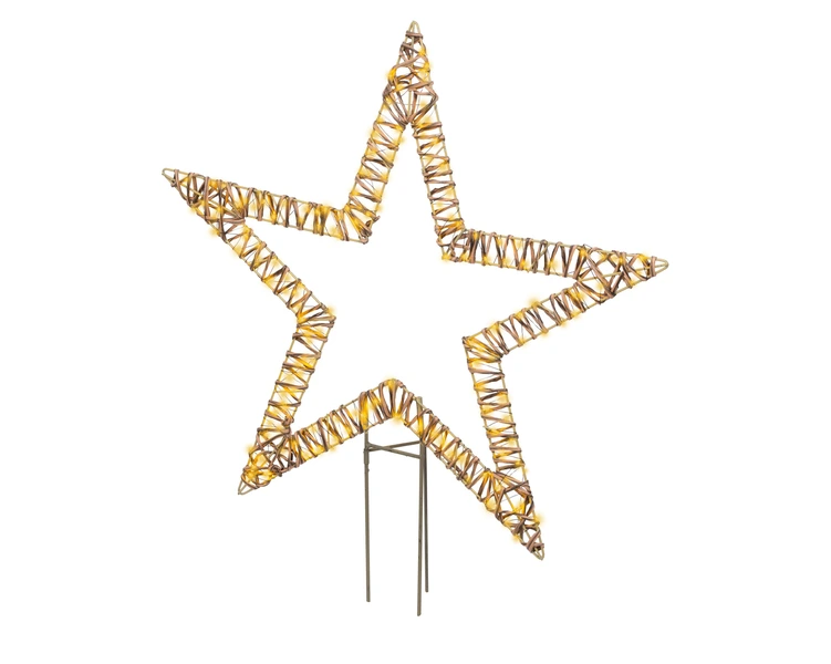 Micro LED ster wicker bruin 92 cm - afbeelding 1